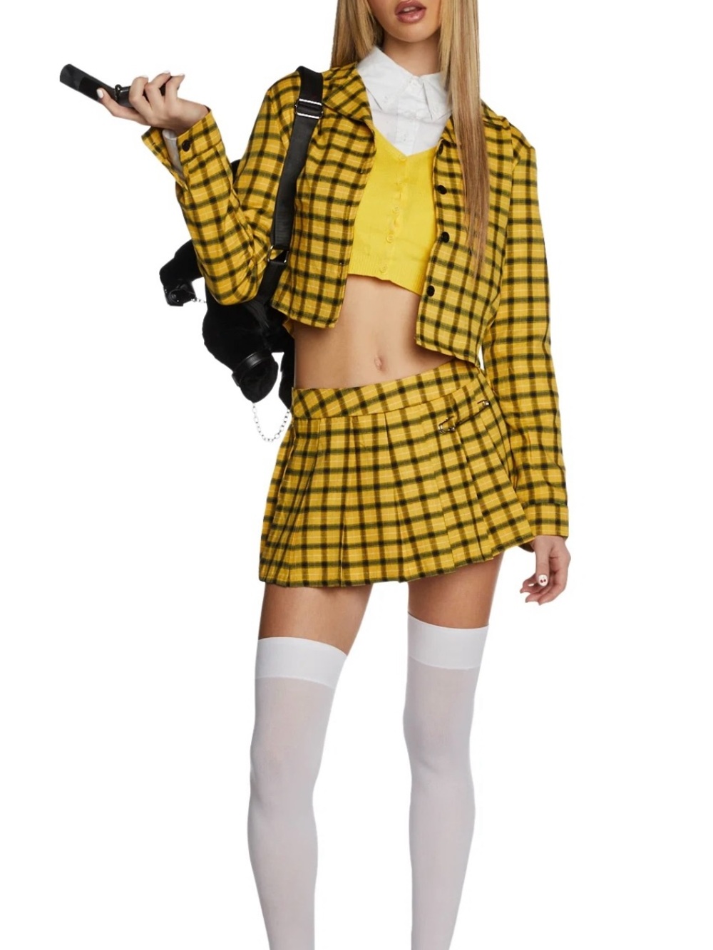Dolls Kill Clueless Cher Yellow Plaid Costume Set Size Large